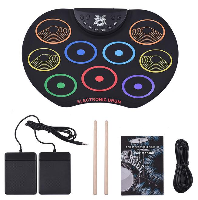 彩色電子ドラム ポータブル USB充電　練習 楽器 初心者 成人子供 フットペダBluetoothAPP 4,600円