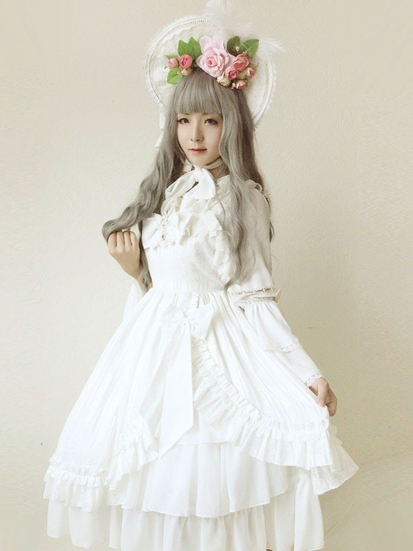 【短納期】甘いロリータ ドレス JSK 人魚涙白いジャンパー スカート