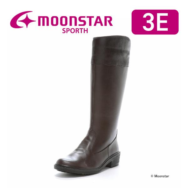 ムーンスター 日本製 本革 撥水 防滑 レディース ロングブーツ ウィンター シューズ 靴 スポルス moonstar SP5222NSR チョコ [2024年秋冬新作] 9月未定日発売