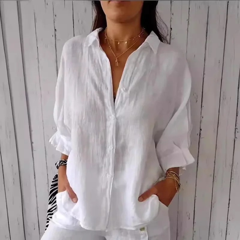 女性用リネンとコットンのバックストラップシャツ,ヨーロッパのアメリカンスタイルのシャツ,他のパターン,他のスタイル,ファッション,春,2022 - 200000345