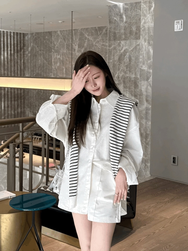 [輸入衣類/3set] ダナ 高クオリティーか弱いフィットショール シャツ パンツ セット