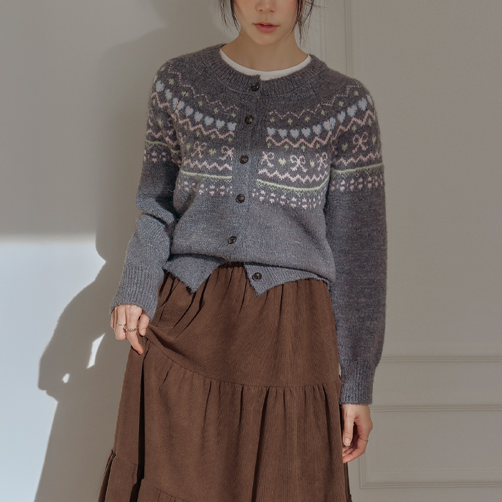 キャパーソンポイントボタンノルディックニットカーディガン