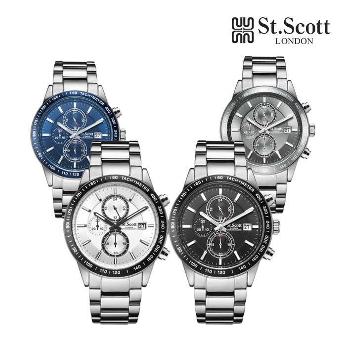 ST.SCOTT LONDON ST3055Mクロノグラフ男性メタル時計