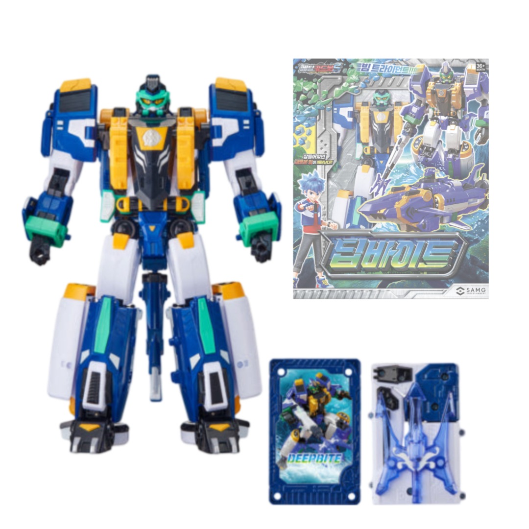 メタルカードボットS ディープバイト 変形ロボット玩具 サメ型潜水艦 韓国変形ロボット 子供向けアクショントイ