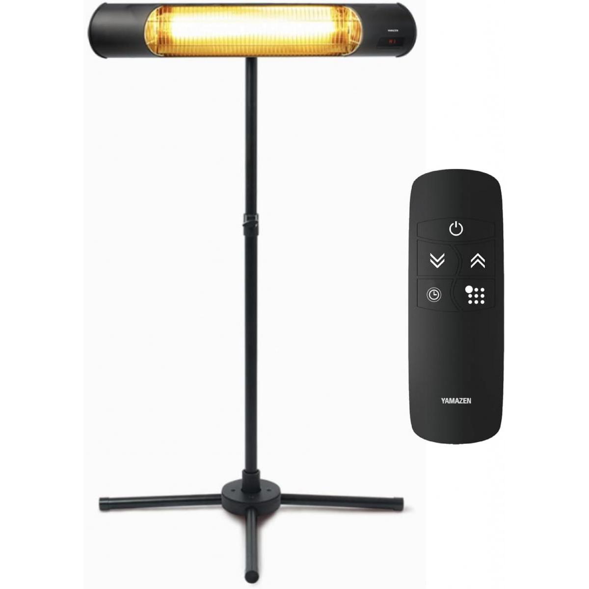 【在庫有・即納】山善 YAMAZEN 屋外用 グラファイトヒーター DCTS-D09 ブラック スタンド式 リモコン付き 防水 IP55 玄関 ガレージ 倉庫 暖房