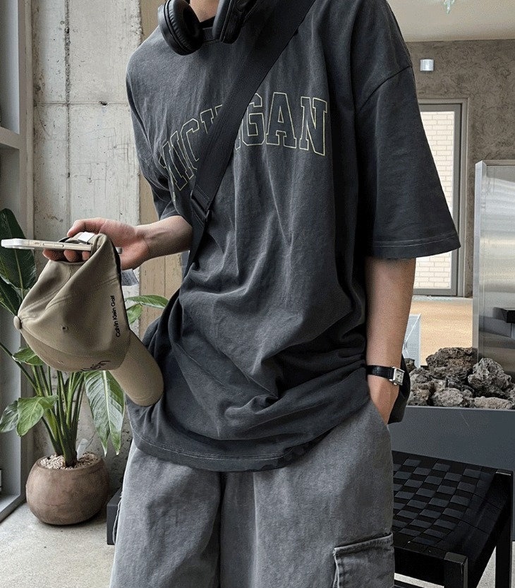 [COSYHARU公式] Washed Michigan Short Sleeve Tee