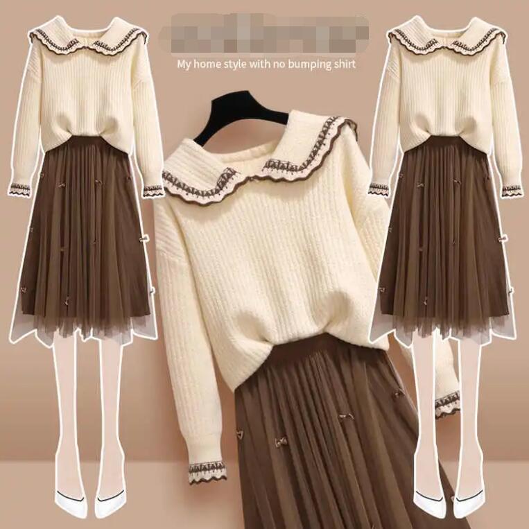 高校生 秋と冬の服 可愛い 上品 エレガント 日常 パーティードレス カジュアル レディース ギフト 韓国系は小香風を着て 2点セット 2025PL04