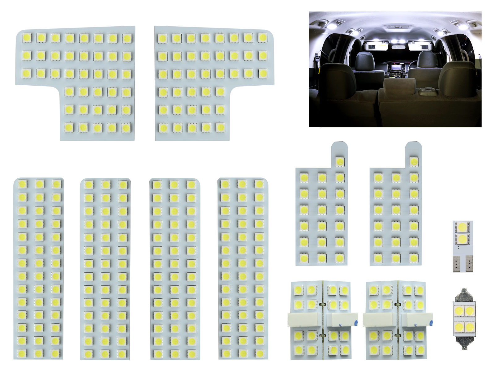 50系 エスティマ / エスティマ ハイブリッド 純白 ホワイト LED ルームランプ 12点セット ACR50/55 GSR50/55 AHR20 R-252