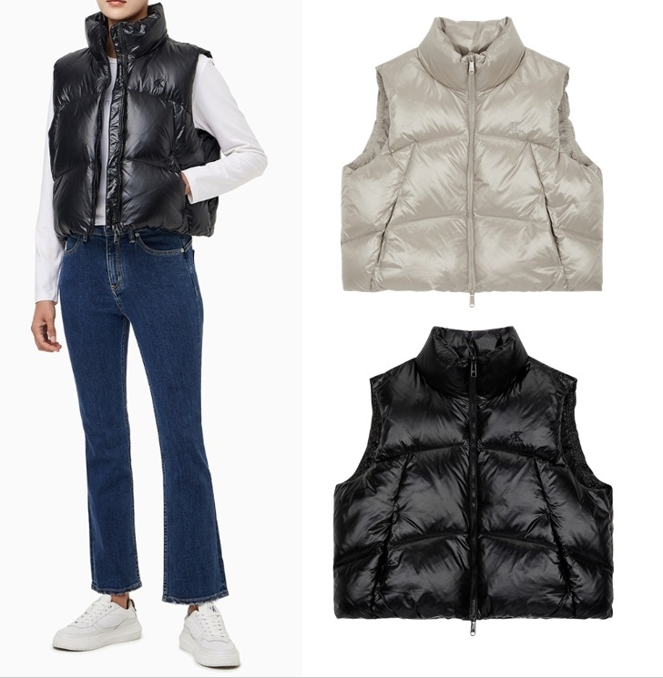 Cropped Glossy-Down Padded Vest (J225430)