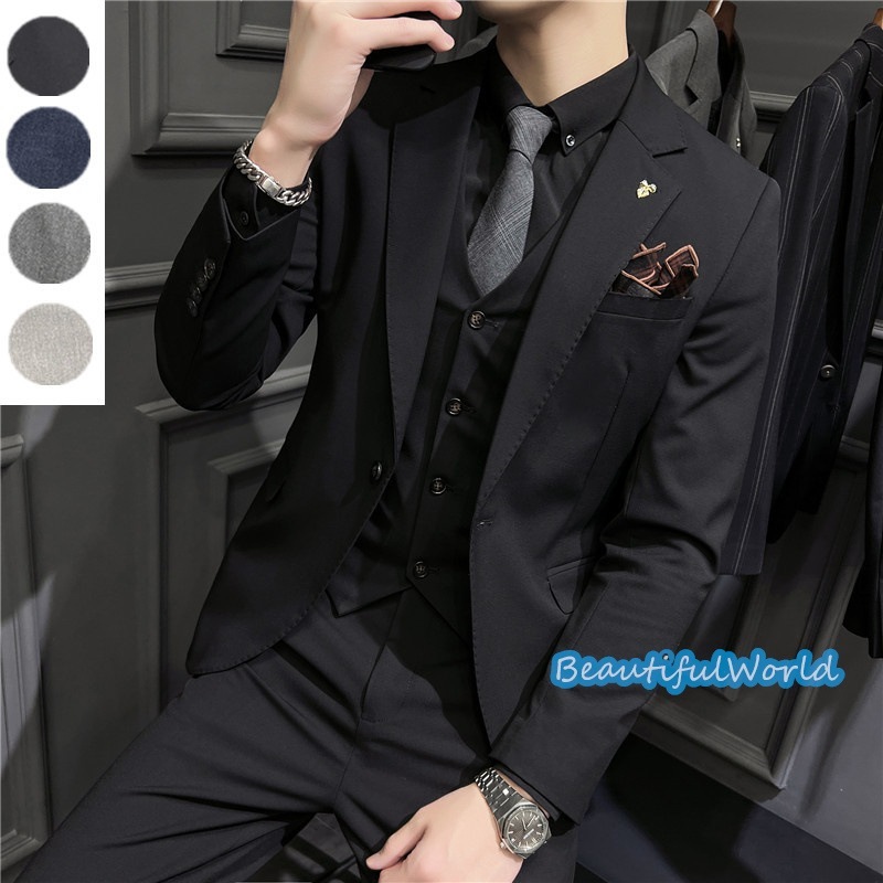 スーツ メンズ ビジネススーツ 3ピーススーツ スーツセットアップ カジュアルスーツ 無地フォーマルスーツ 洗える 紳士服 通勤 結婚式X52 8,607円