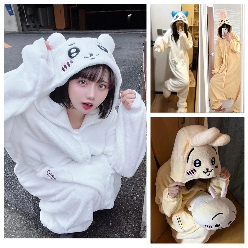 1つ買うと10個無料24発売ちいかわ 着ぐるみパジャマ 暖かい ハチワレ うさぎ キャラクター もこもこパジャマ ウェア修学旅行人気の学園グループ服 コスプレ ウェア 着ぐるみ