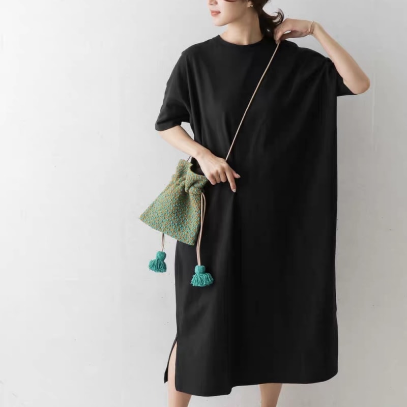 ワンピース 夏 マキシ丈 レディース サマーワンピース 半袖 ゆったり 体型カバー 半袖ワンピース 無地 TシャツワンピースUR DOORS IENA