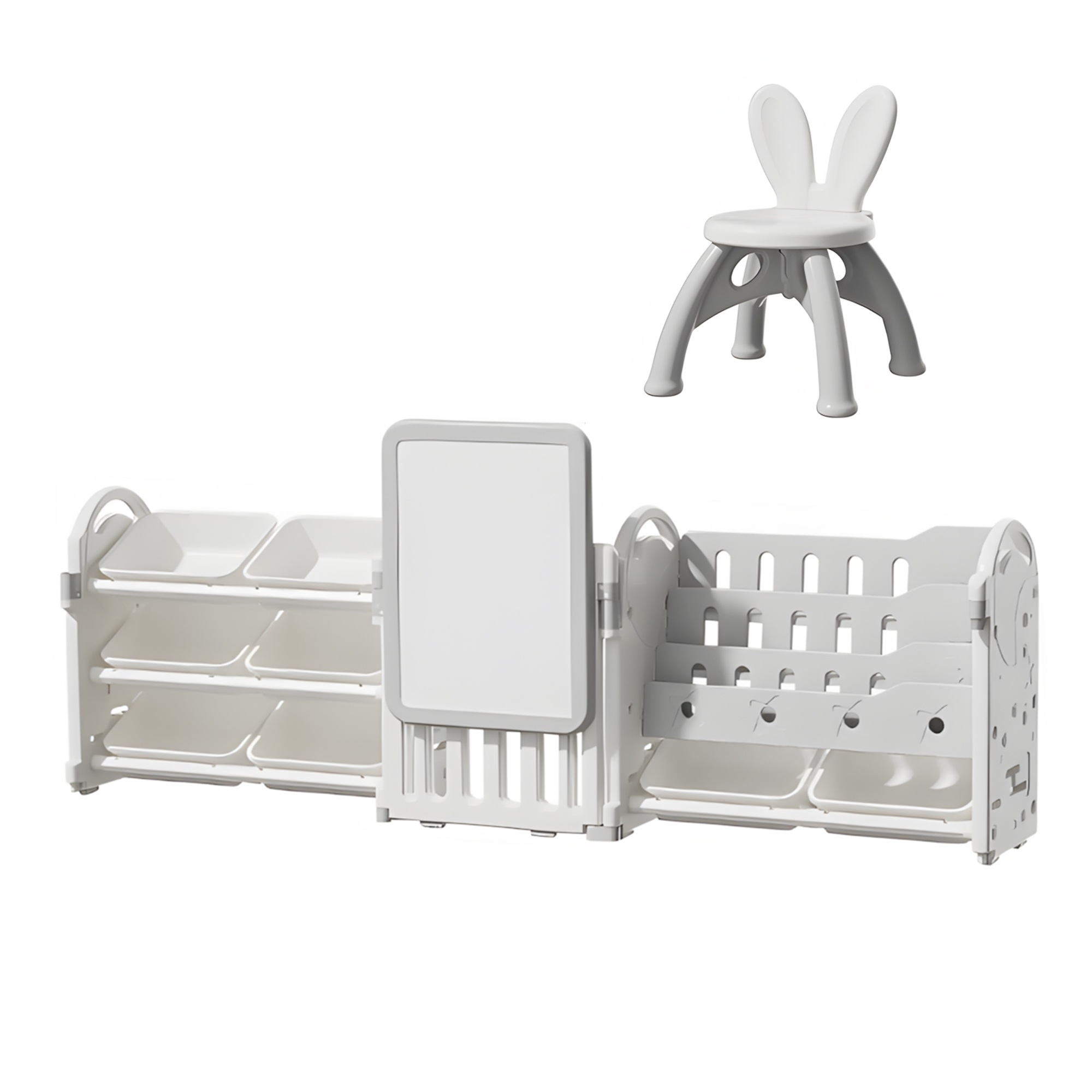 【国内発送】230おもちゃ 収納 ラック 3段 棚なし　おもちゃ箱 おもちゃ収納3段ラック 絵本棚 スリム グレー+ホワイト オモチャ収納 おしゃれ ワイドタイプ 大容量 組立カンタン こども キッズ