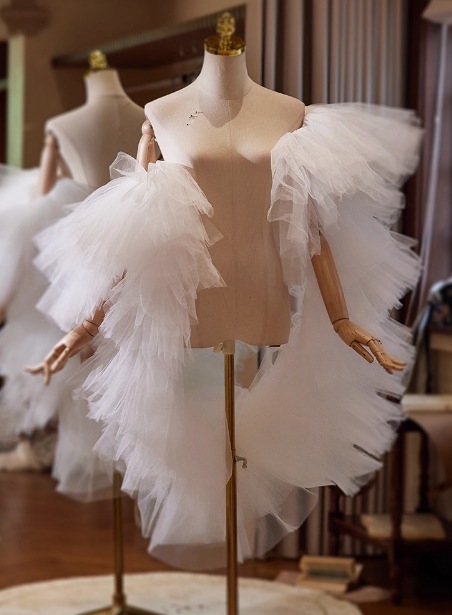 オフホワイト ショール ストレッチ ソフトチュール 優雅なシルエット 前撮り