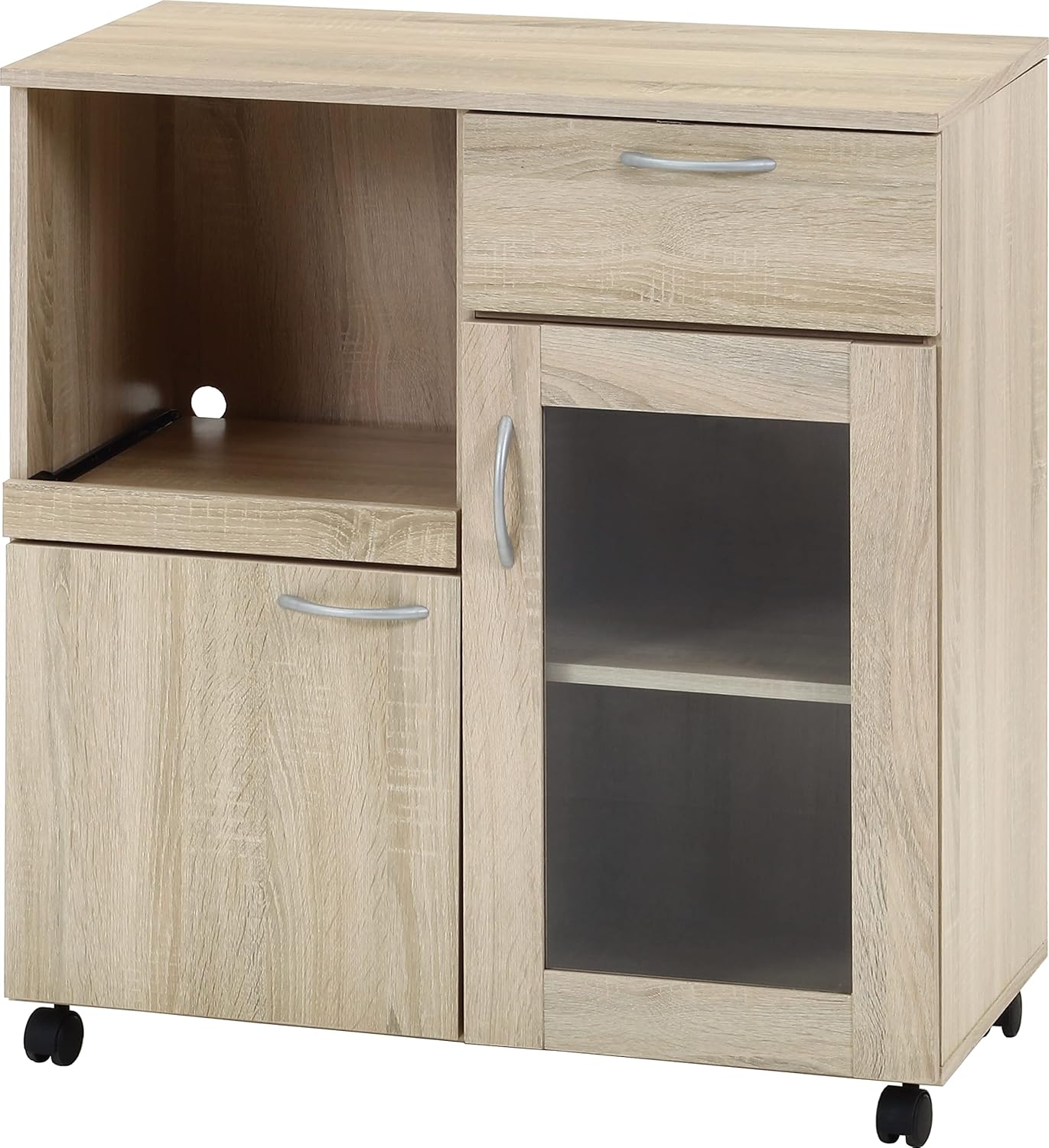 キッチンワゴン キッチン収納 幅76.8×奥行39.8×高さ84 ホワイトオーク キャスター付き 組立商品 70688