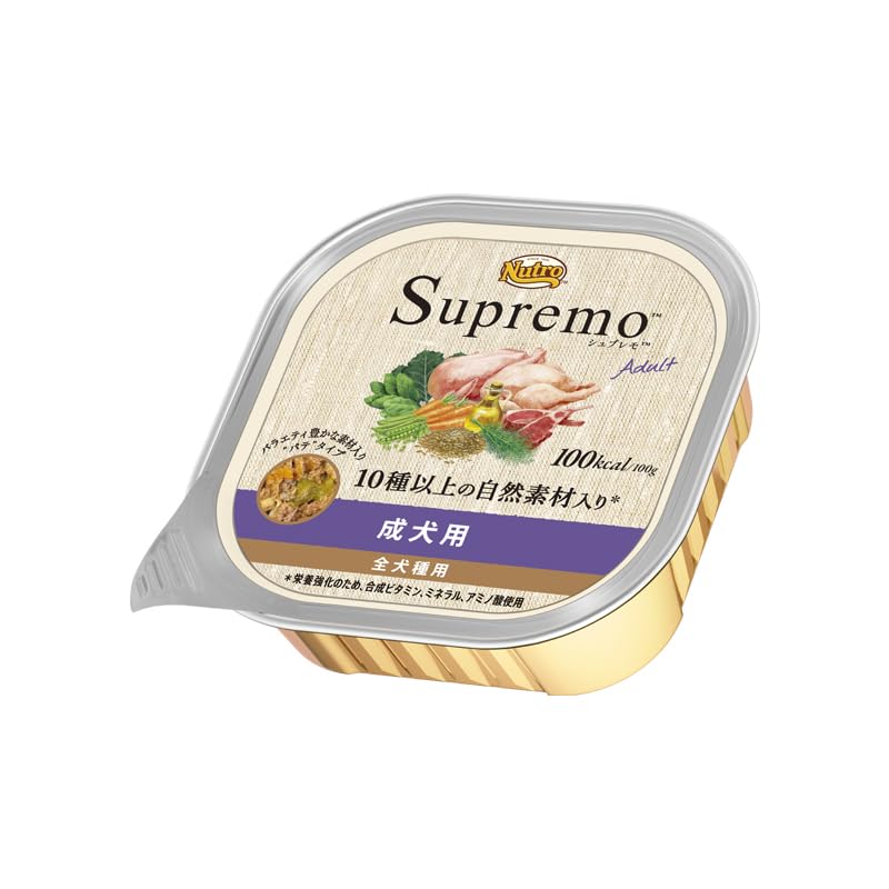 シュプレモ ウェット パテタイプ 成犬用 全犬種用 100g×24個 トレイ 缶詰 総合栄養食 ドッグフード 犬 まとめ買い 厳選自然素材 香料・着色料 無添加 消化に良い ニュートロ 5,329円