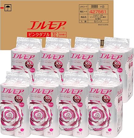 【ケース販売】エルモアトイレットロール 12ロール ピンクダブル2枚重ね3 6,467円