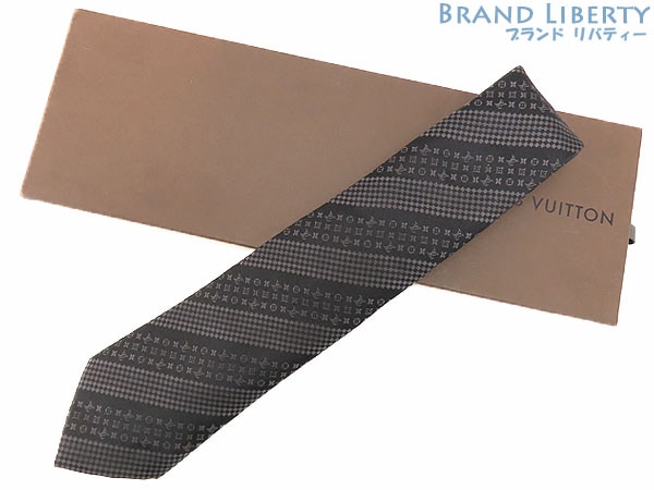 新古品ルイヴィトンクラヴァットパーティーモノグラムネクタイノワールブラックシルク100％M72638