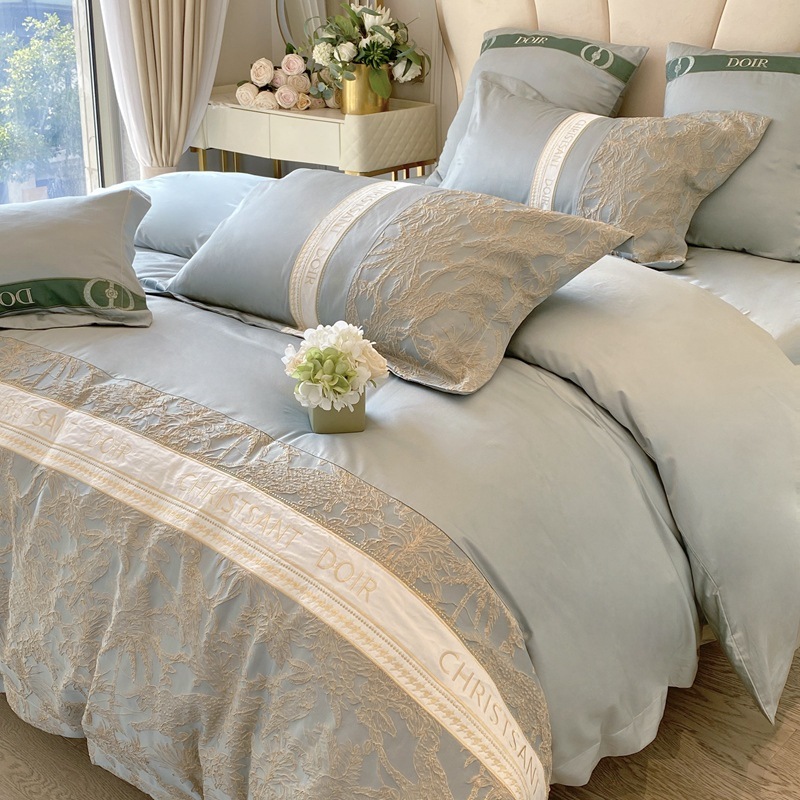 コーマ綿 4 点セット厚みのあるエンボス刺繍入り綿キルトカバー無地寝具純綿 60S ボックスシーツ