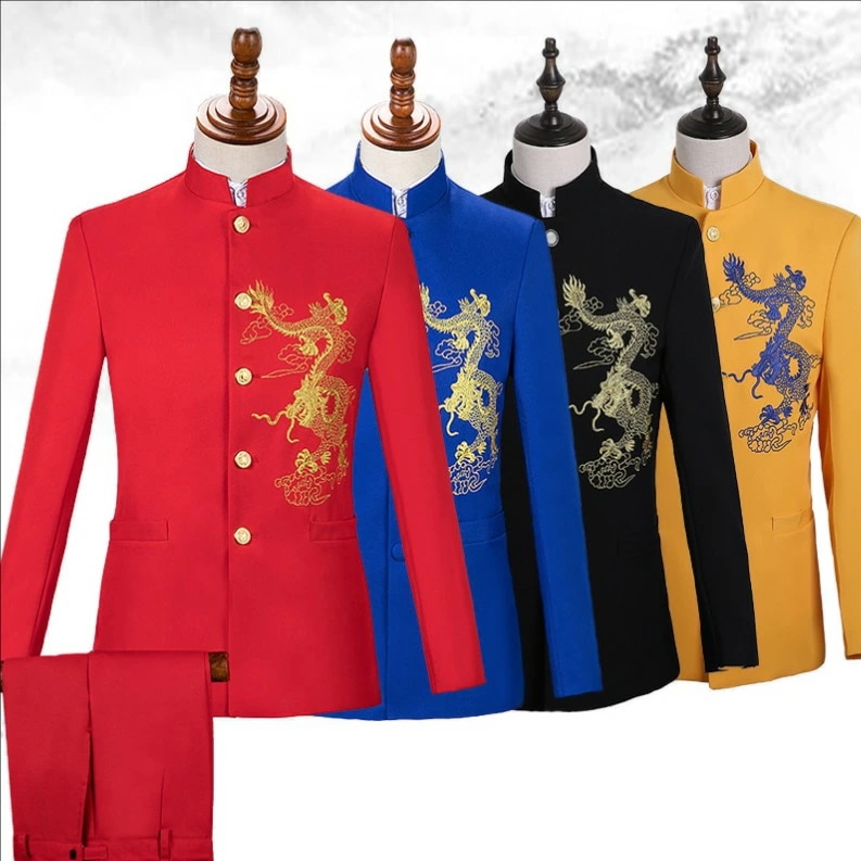 クラブ ステージ衣装 結婚式 前撮り テーラードジャケット 龍刺繍 パーティー 後撮り 舞台衣装 ホスト 舞台スーツ スーツジャケット 礼服 5色 メンズ フォーマルスーツ コント 司会者 漫才 舞台
