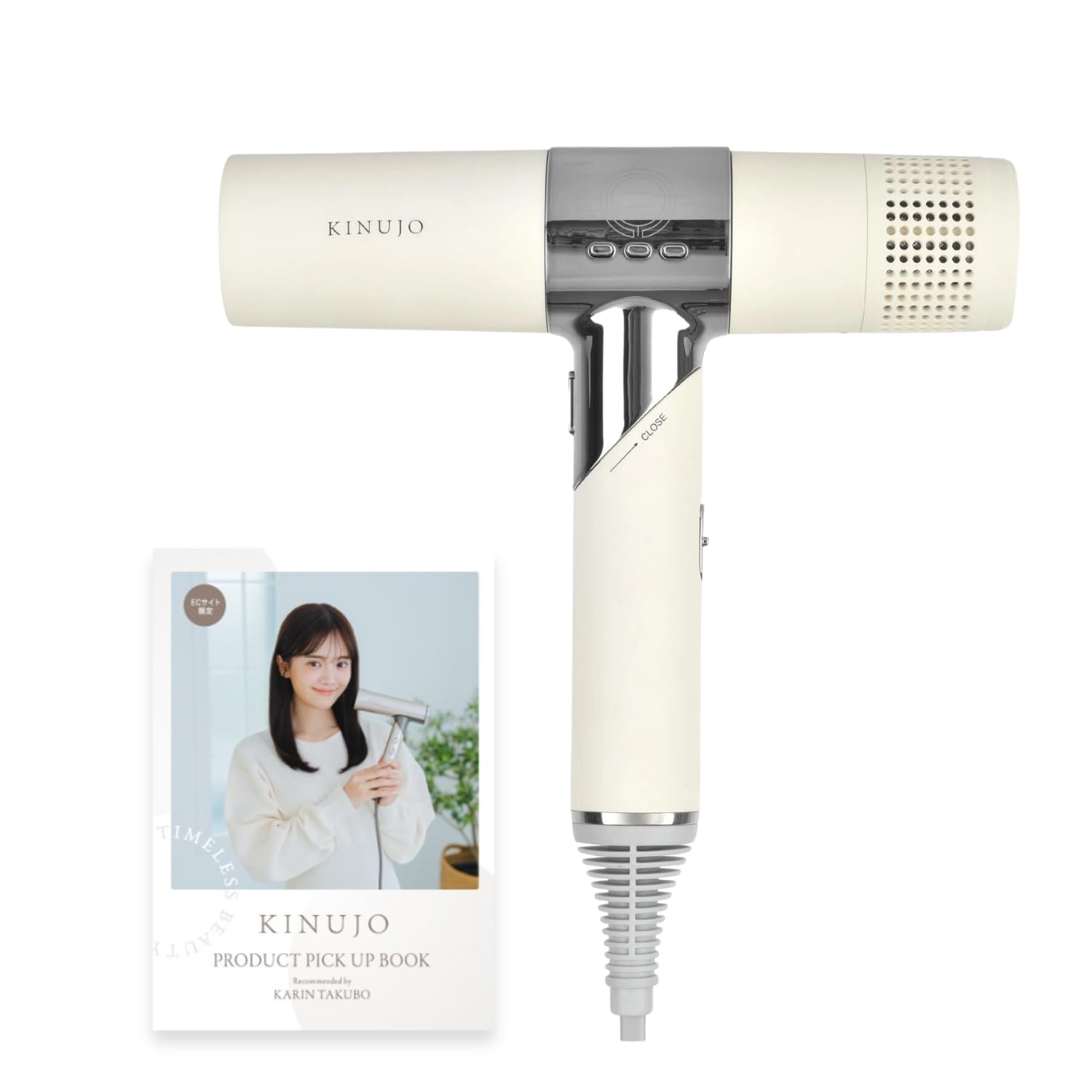 【公式EC限定 コラボガイドブック付き】KINUJO キヌージョ ヘアドライヤー 絹女 大風量 速乾 マイナスイオン 超！遠赤外線 ツヤ髪 テラヘルツ波 3段階温度調整 カラー退色防止 コンパクト 軽