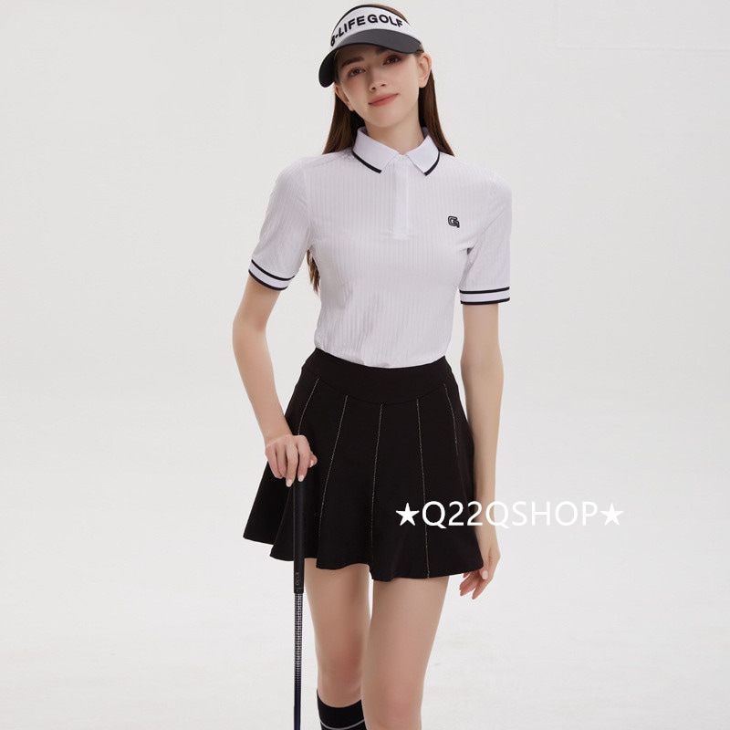 ゴルフウェア レディース スポーツウェア ゴルフスカート プリーツスカート Tシャツ 半袖 スカート 上下セット 大きいサイズ 黒 白 春夏 速乾 韓国風 INS おしゃれ