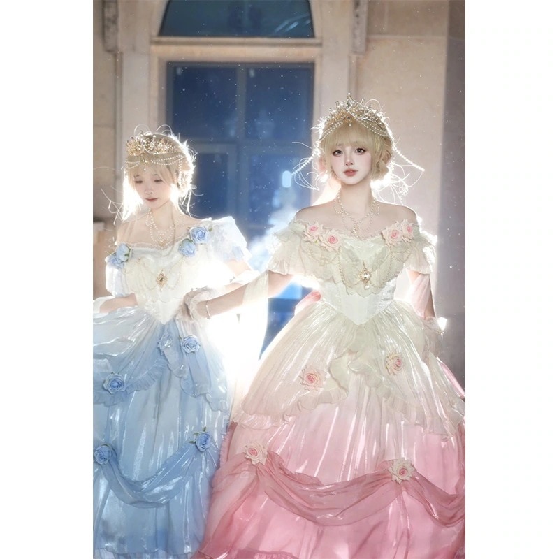 プリンセスドレス ロリータ 妖精 ロングドレス エレガント ロリータ セレモニー 重工業 プリンセスドレス