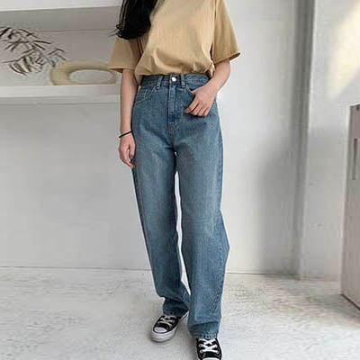 2019 NEW 春 ベアテーパードデニムパンツ