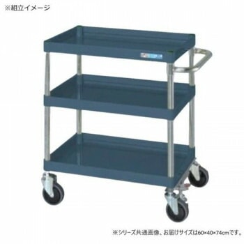 サカエ CSパールワゴン中量タイプ フロアストッパー付 ダークグレー CSP-6073FSNUD