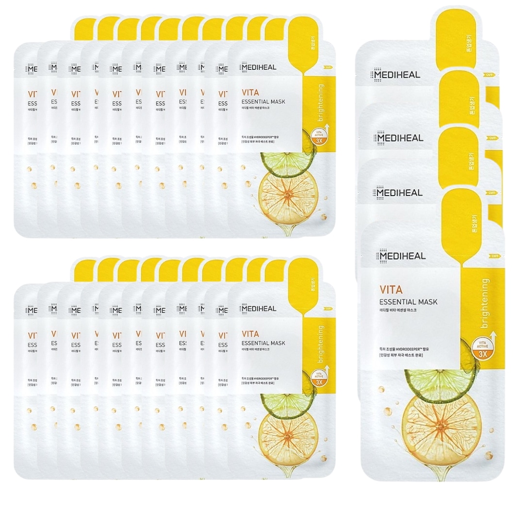 【大容量企画商品】ビタエッセンシャル マスク 20枚+20枚+2 韓国コスメ 鎮静 保湿 乾燥肌 艶 高密着 栄養供給ビーガン マスクシート 自然な水光肌 持続力 トラブル肌 公式正規品 スキンケア