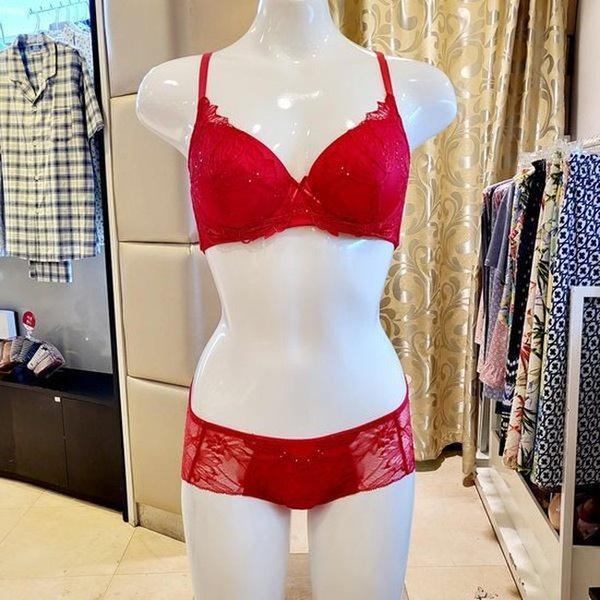 OBR5942AB_レッド・デライトパッドブラ レースパンティーセット