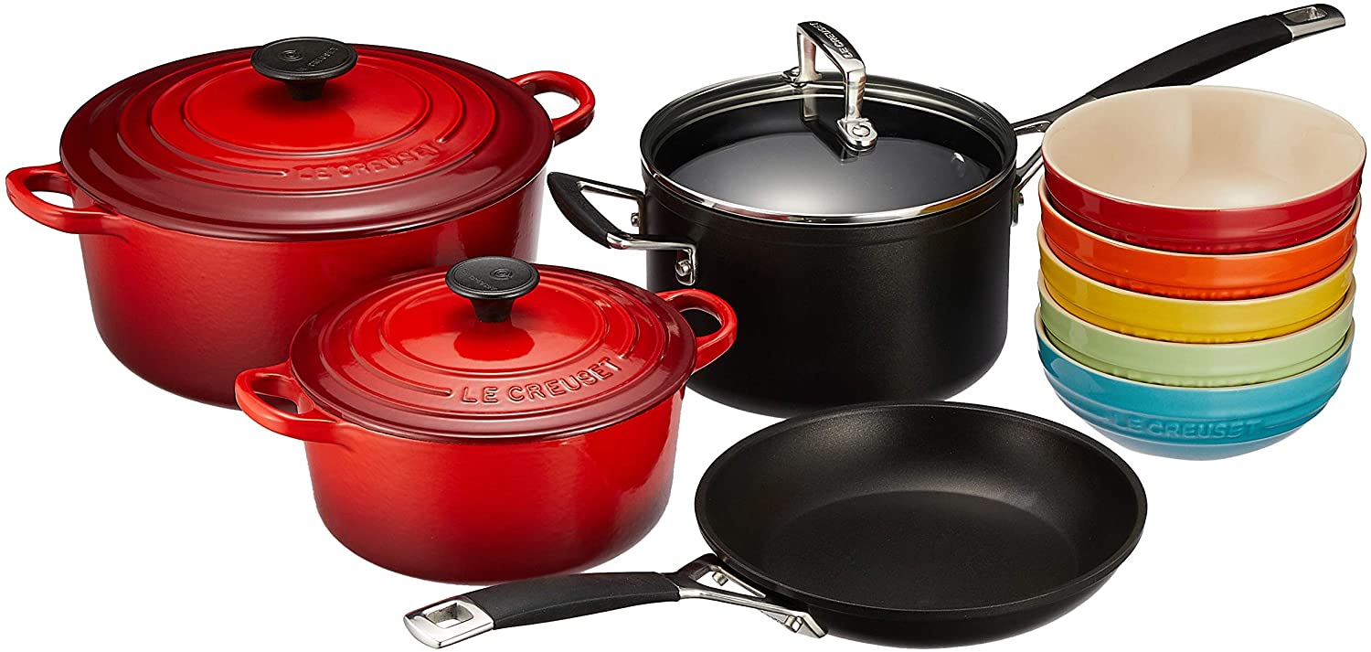 素敵な Le ABO Creuset フライパン チェリーレッド 24cm 18cm 両手鍋 (ルクルーゼ) 両面焼きフライパン - aegis.qa