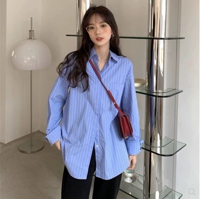 トップス シャツ ブラウス 長袖 ドロップショルダー 萌袖 襟付き ポケット ワイド かわいい 大人可愛い きれいめ シンプル カジュアル おしゃれ お洒落 かっこいい 大人女子 こなれ感 ラフ