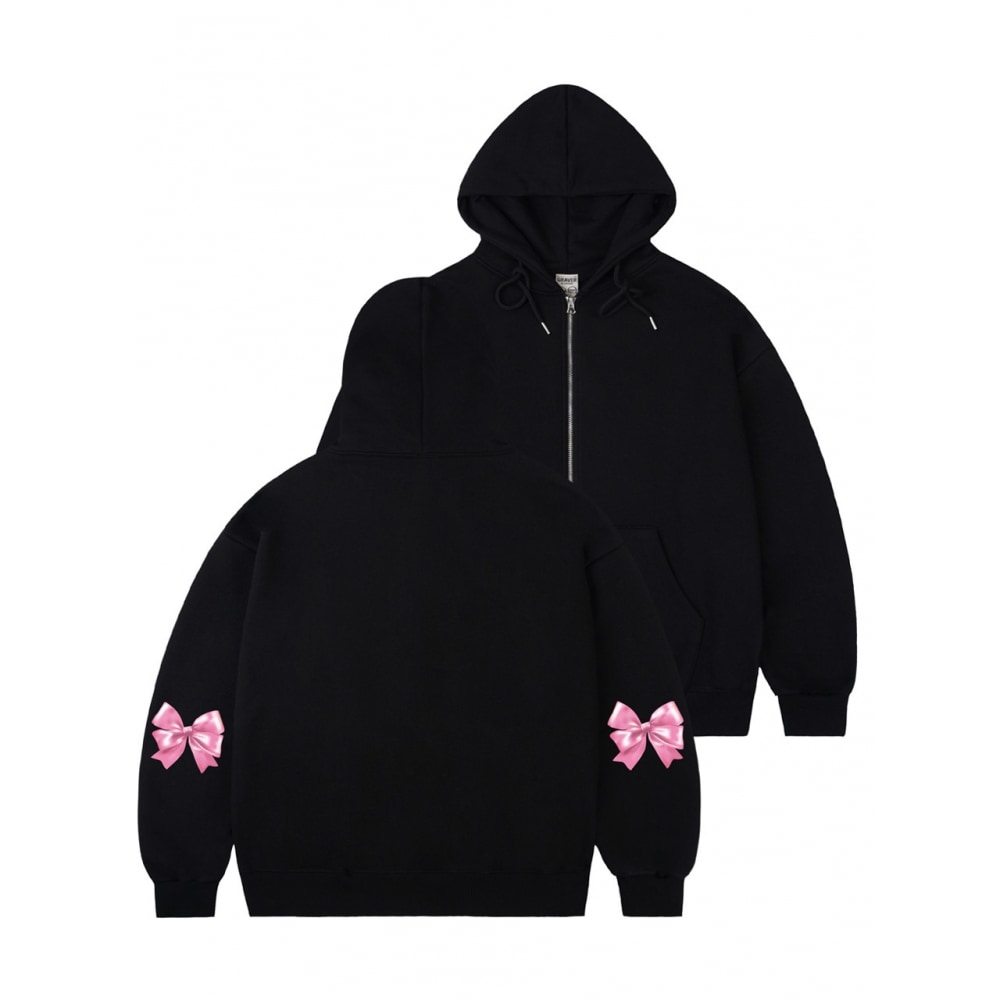 GRAVER エルボーリボンフーディージップアップブラック