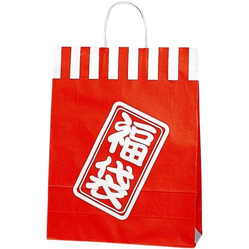 シモジマ HEIKO 手提げ紙袋 福袋 25チャームバッグ 25CB 2才 紅白 50枚 幅320xマチ115x高410mm 003221410