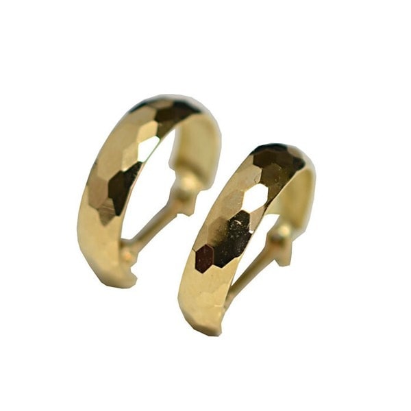 K18　ミラーカット　クロッシング　ピアス 直径11.5mm　幅3mm　ゴールドピアス