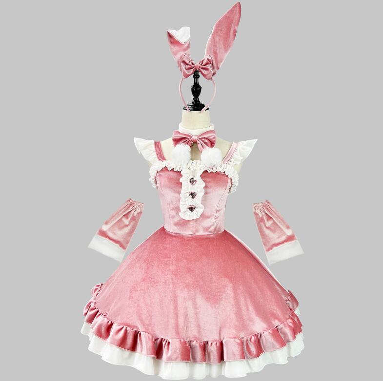 【超人気商品】ロリータワンピース　メイド洋服　リボン レース　クリスマスワンピース　レディースロリータドレス　袖と髪飾りおまけ　二次元ロリータドレス　普段着　ゴスロリ Lolita コスプレ メイド服