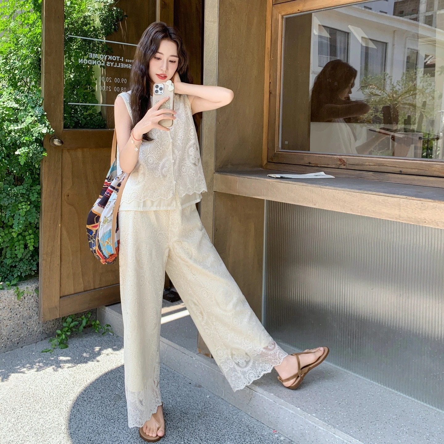 セットアップ 2点セット レディース レース 服 半袖Ｔシャツ+ワイドパンツ おしゃれ 韓国ファッション きれいめ