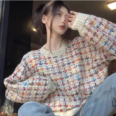 トップス セーター プルオーバー 袖あり 長袖 Uネック ラウンドネック ニット 快適 着心地 かわいい 大人可愛い シンプル カジュアル 大人 おしゃれ お洒落 レトロ 大人女子 こなれ感 ラフ