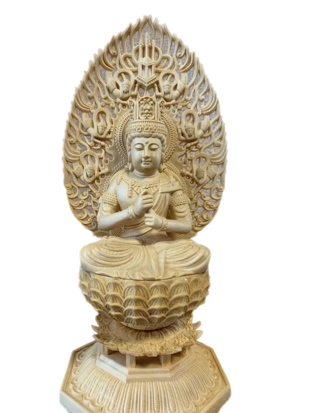 仏像 大日如来像 大日如来 檜木 木彫 仏具 (約)高28cm幅12cm奥行12cm