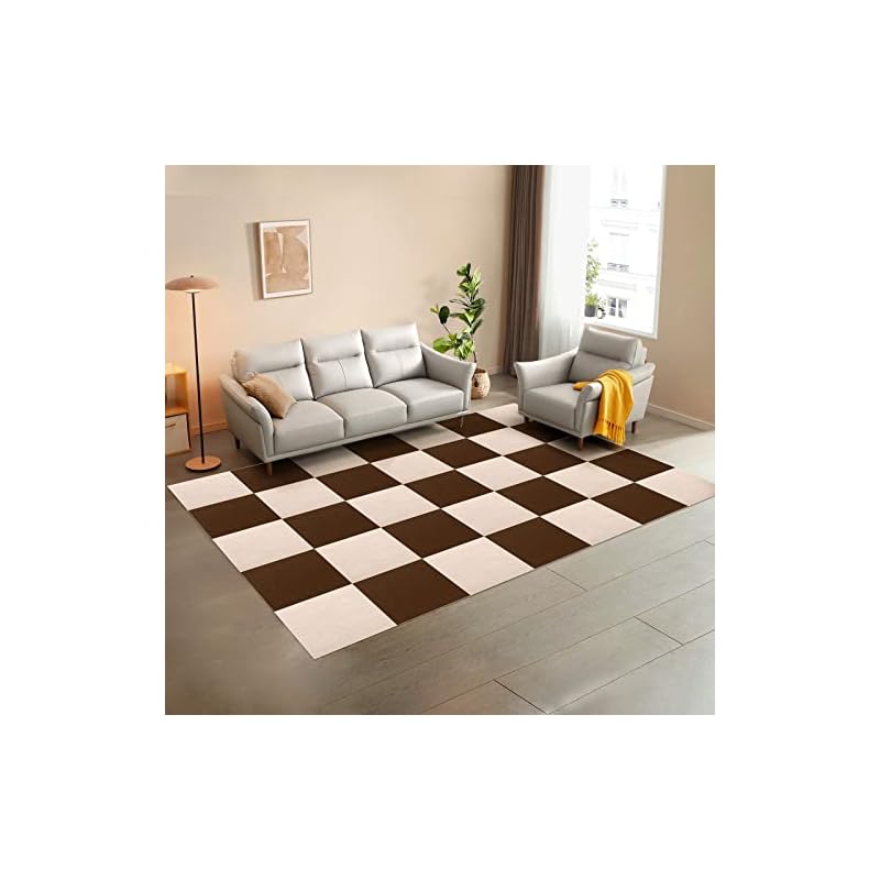 Newthoughts ジョイントマット 吸着マット【30x30cm*40枚】 タイルマット ズレない めくれない カーペット 滑りとめ 防音保温 洗濯機洗える DIY可能 (ブラウン*ベージュ)