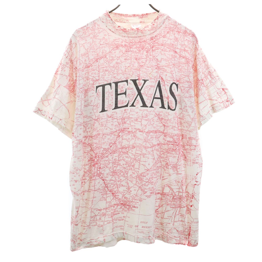ACCORD 90s テキサスマップ 半袖 シングルステッチ Tシャツ L ホワイト 他 TEXAS オールド ヴィンテージ メンズ