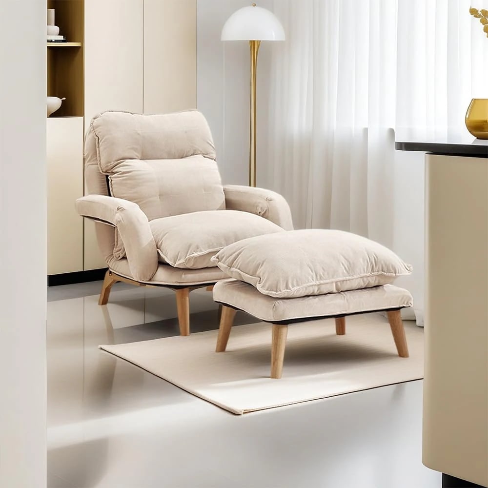 ソファー 1人掛け オットマン付き 背もたれ5段階調整 人間工学 背もたれ 肘当て リクライニングチェア 足置き 寝れる椅 ハイバックソファー 昼休み 一人暮らし コンパクト 組み合わせ 家庭用 仮眠