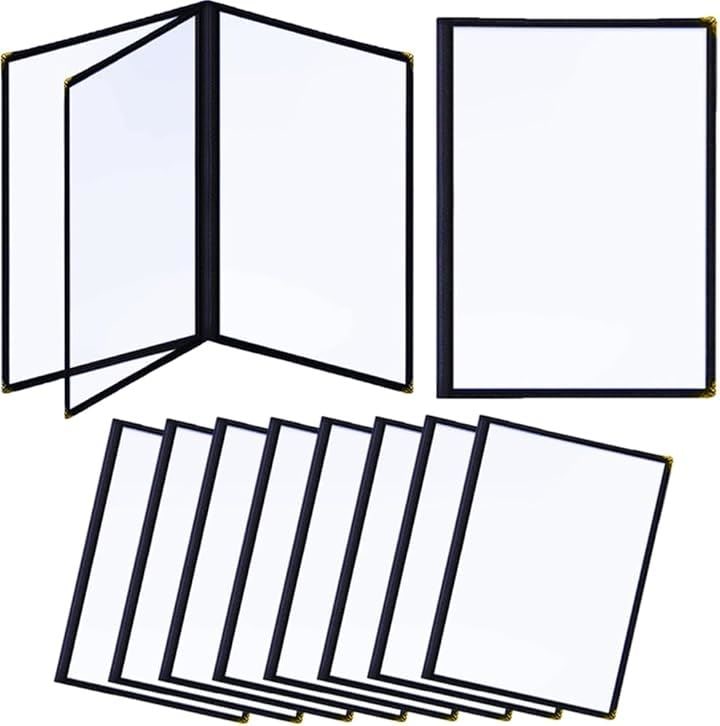 メニューブック A4 メニュー表 ファイル 飲食店 カバー 黒 クリア(黒 クリア, 6ページ， 10冊)