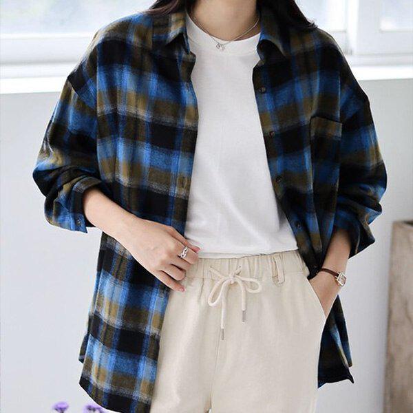 (SH)バアビチェックシャツ 春 晩夏 女性 シャツ