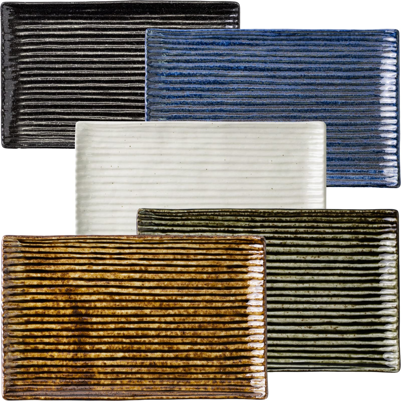 みのる陶器 美濃焼 しのぎ角皿 240焼物皿 5色セット