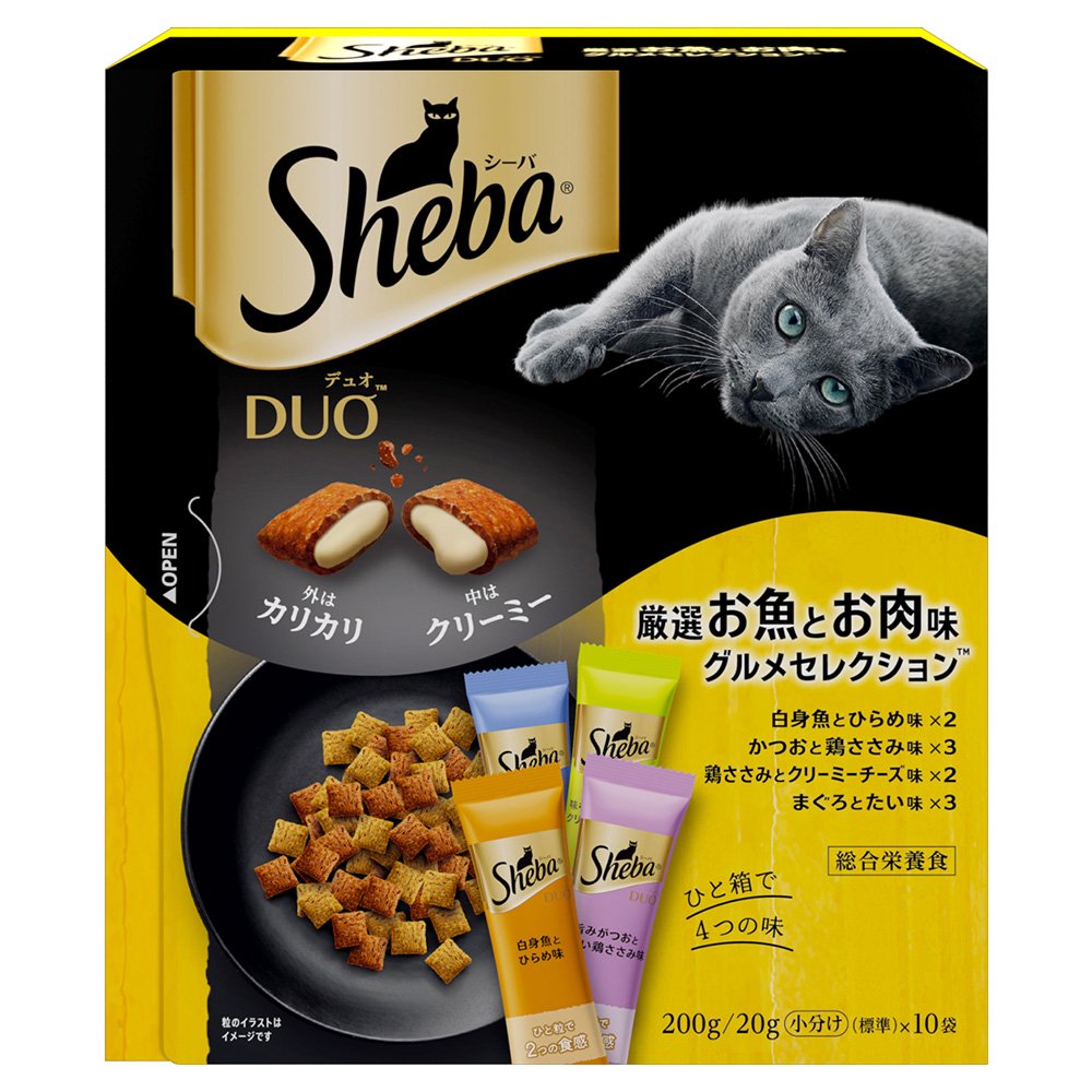 キャットフード　デュオ　厳選お魚とお肉味セレクション　２００ｇ（２０ｇX１０袋）X１２個　お一人様１点限り　ＣＲＣ35―15―76―20―00