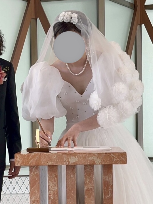 実例写真！ショートベールのみ バラトレーン ソフトチュール コーム付き 優しい 結婚式