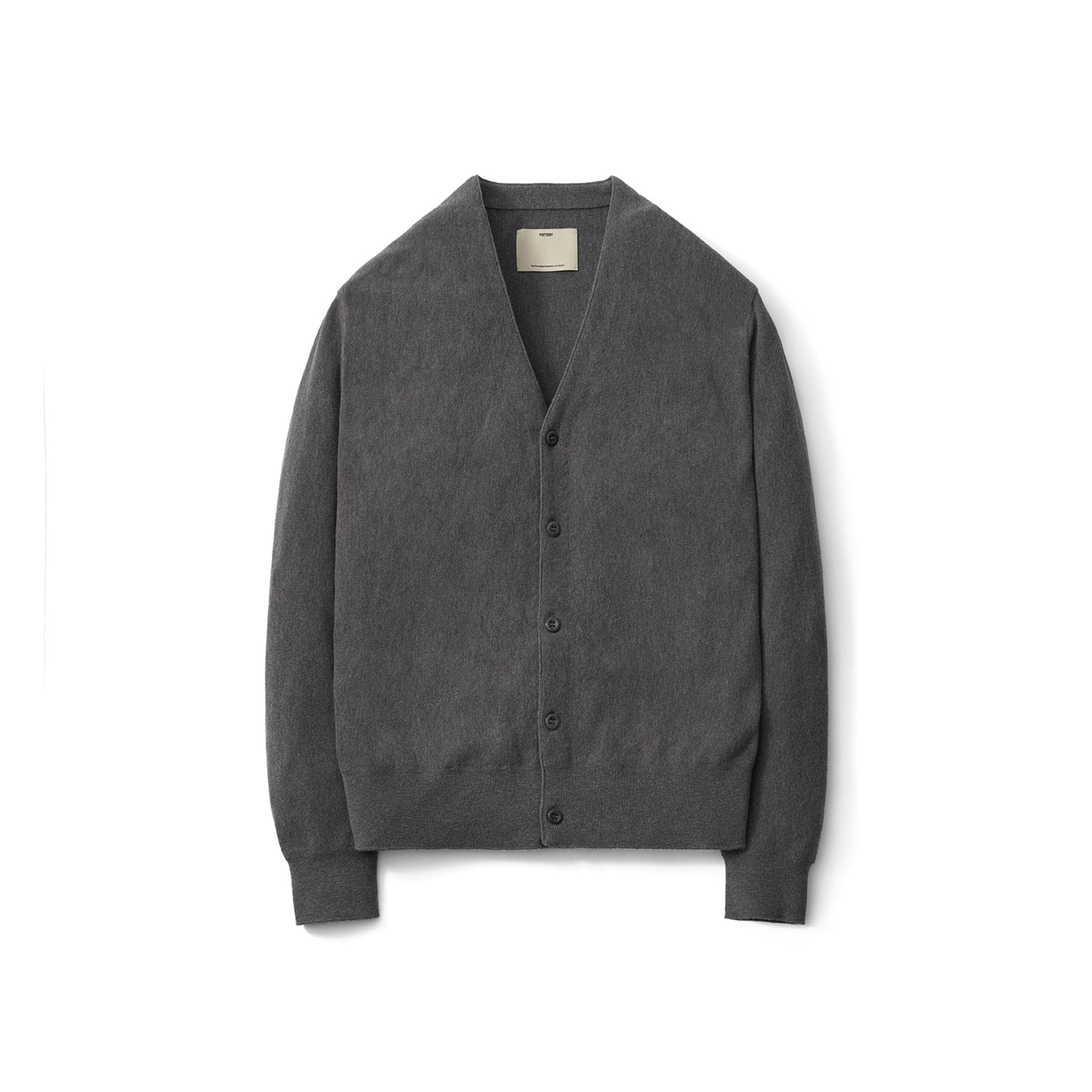 【POTTERY】 REVERSE WEAVE COMFORT CARDIGAN : MID GRAY