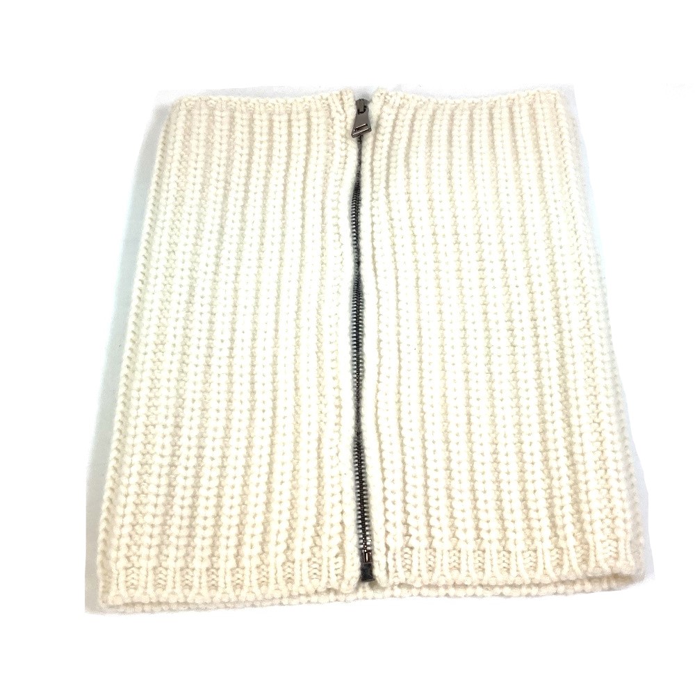 MONCLER モンクレール マフラー ジップアップ COLLO マフラー ニット ウール ホワイト